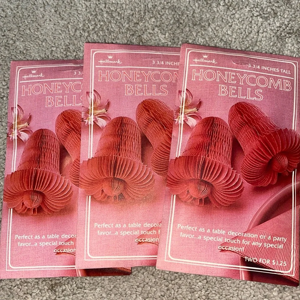 Vintage 1984 Hallmark Honeycomb  Bells Wedding‎ Baby Showers Pink Lot